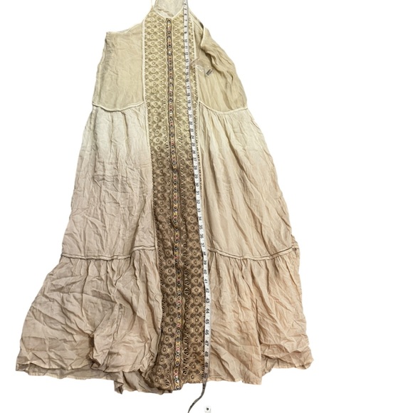 NWOT Free People Embroidered Floral Sequence Maxi Boho Dress Cream Tan White 0 - Picture 10 of 12
